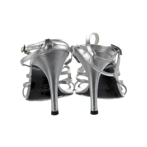 • Stuart Weitzman Metallic Silver  Leather Sandals size 9 - Picture 5 of 12